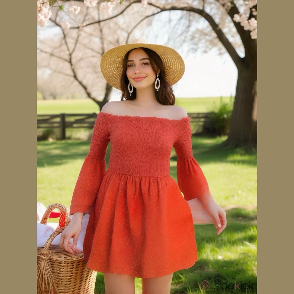 Inspired Hearts Off-Shoulder Red Polka Dot Dress, Size XL